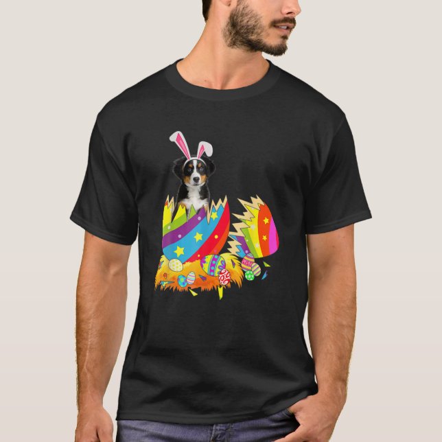Happy Easter Bernese Mountain Egg Bunny Dog Lover T-Shirt (Front)
