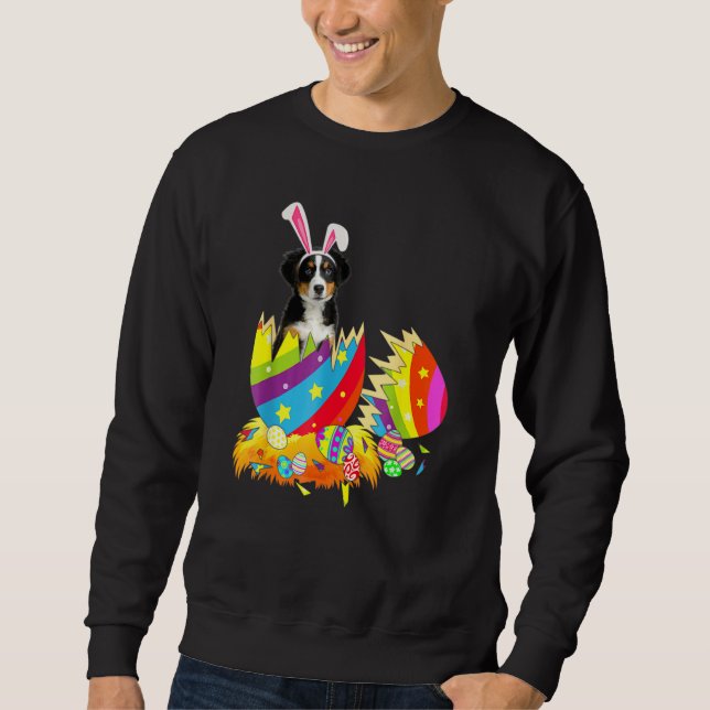 Happy Easter Bernese Mountain Egg Bunny Dog Sweatshirt (Front)