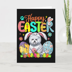 Happy Easter Bichon Frise Cosplay Bunny Chocolate Card