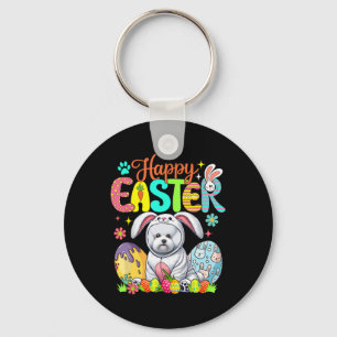 Happy Easter Bichon Frise Cosplay Bunny Chocolate Key Ring