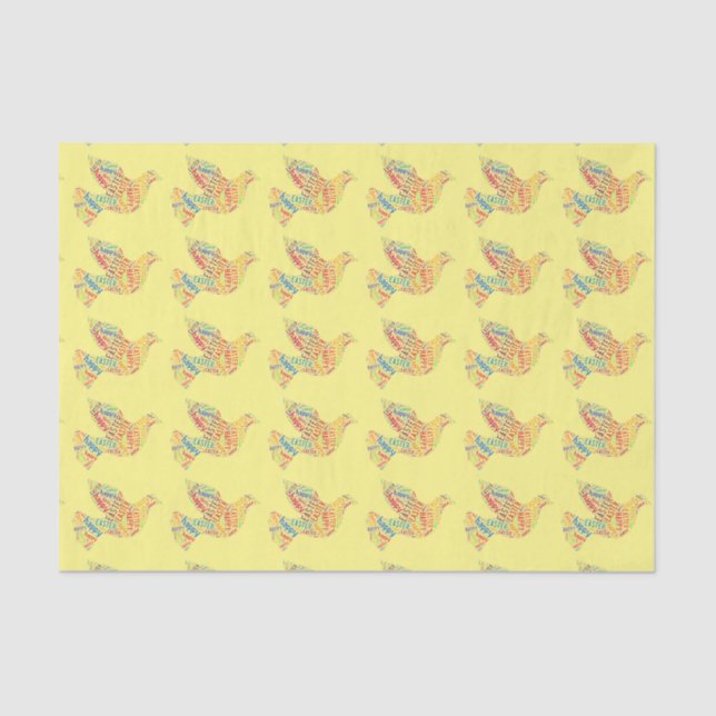 Happy Easter Bird Typography Colourful Elegant Tissue Paper (Front)