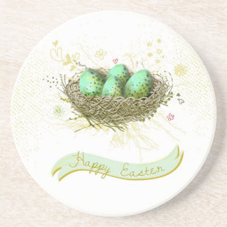 Happy Easter! - Birds nest with colourful eggs Coaster