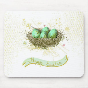 Happy Easter! - Birds nest with colourful eggs Mouse Mat