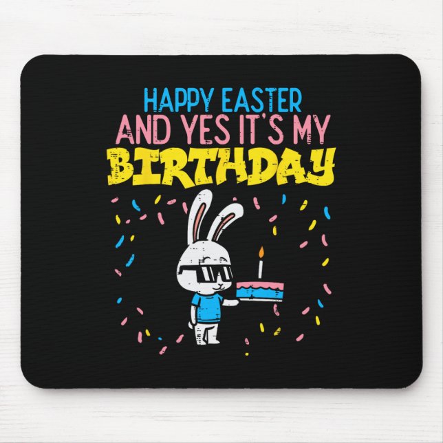 Happy Easter Birthday Bunny Cake Bday Party Boys G Mouse Mat (Front)