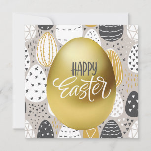 Happy Easter Black and gold Eggs Card