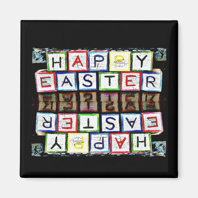 Happy Easter Blocks Magnet (Front)