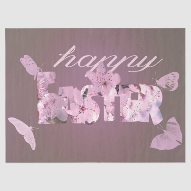 Happy Easter Blossoms And Butterflies Tissue Paper (Front)