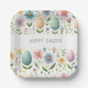 Happy Easter Blossoms Paper Plate