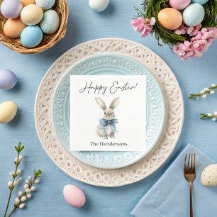 Happy Easter Blue bunny  Napkin