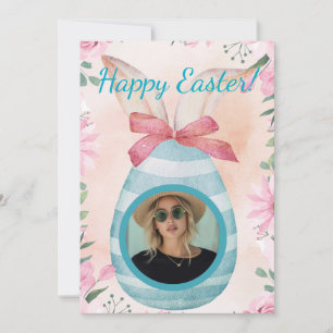 Happy Easter - blue egg with photo option Invitation