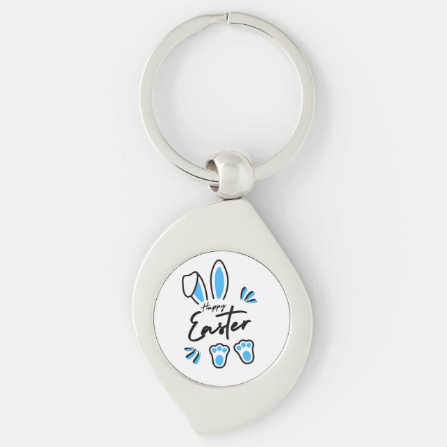 Happy Easter blue Key Ring (Front)
