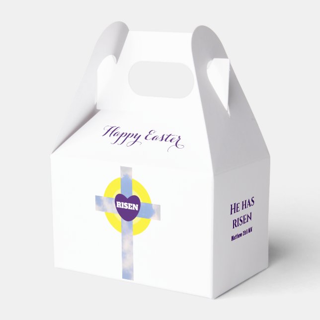 Happy Easter Blue Sky Cross Resurrection Day Favour Box (Front Side)