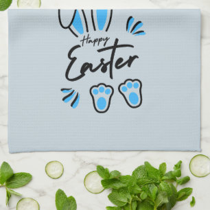 Happy Easter blue Tea Towel