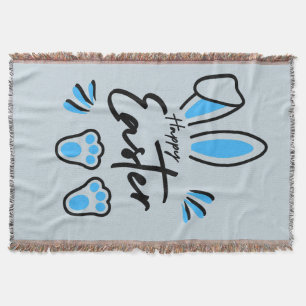 Happy Easter blue Throw Blanket