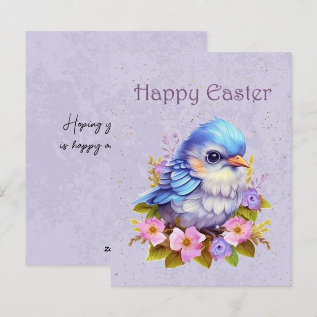 Happy Easter Bluebird Holiday Card (Front/Back)