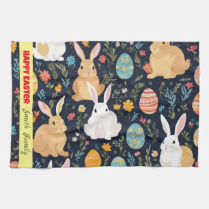 Happy Easter Boho Bunny Collection Tea Towel
