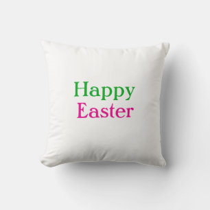 Happy easter boho green pink kids add name title cushion