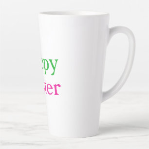 Happy easter boho green pink kids add name title latte mug