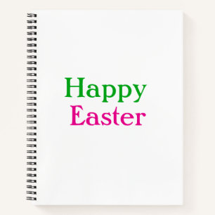 Happy easter boho green pink kids add name title notebook
