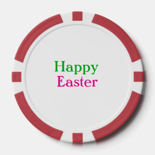 Happy easter boho green pink kids add name title poker chips