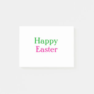 Happy easter boho green pink kids add name title post-it notes