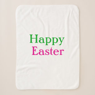 Happy easter boho green pink kids add name title sherpa blanket