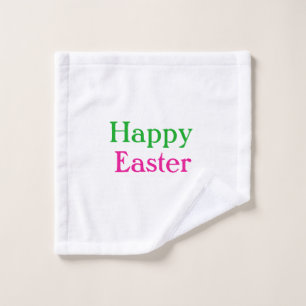 Happy easter boho green pink kids add name title wash cloth