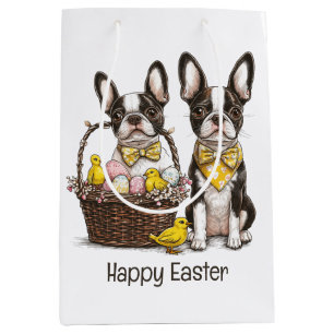 Happy Easter Boston Terrier Dogs Medium Gift Bag