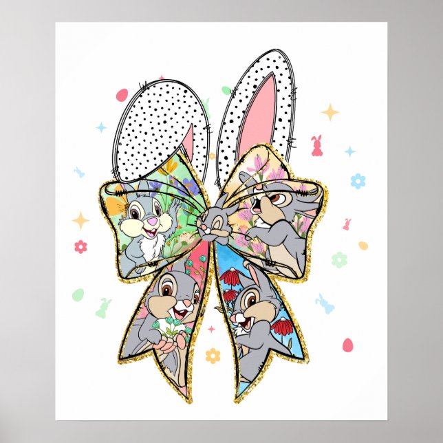 happy easter bow bunny, retro, vintage poster (Front)