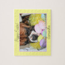 Happy Easter boxer dog personalized jigsaw puzzle