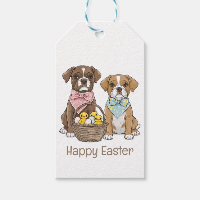 Happy Easter Boxer Dogs Gift Tags (Front)