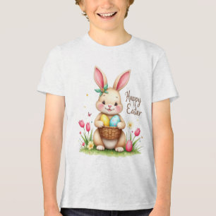 Happy Easter Boys' T-shirt Tri-Blend Shirt