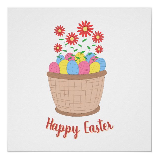 Happy Easter Bright Spring Decorative Wall Visual Poster (Front)