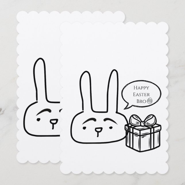 Happy Easter Bro Bunny Thank You Card (Front/Back)