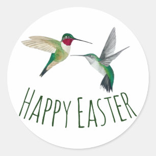 Happy Easter Broad-tailed Hummingbirds Classic Ro Classic Round Sticker