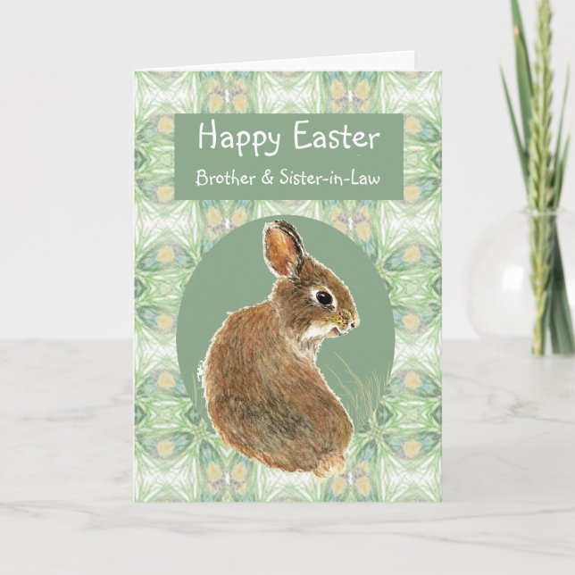 Happy Easter Brother & Sister-in-Law Bunny Rabbit Holiday Card (Front)