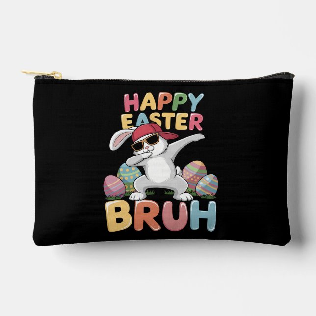 Happy Easter Bruh Bro Funny Dabbing Bunny Rabbit Accessory Pouch (Front)