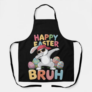 Happy Easter Bruh Bro Funny Dabbing Bunny Rabbit Apron