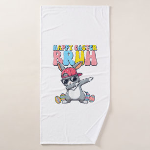Happy Easter Bruh Bunny Dab Rabbit Dance Boys Kids Bath Towel