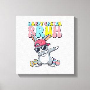 Happy Easter Bruh Bunny Dab Rabbit Dance Boys Kids Canvas Print