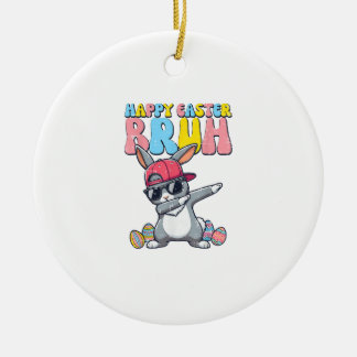 Happy Easter Bruh Bunny Dab Rabbit Dance Boys Kids Ceramic Tree Decoration