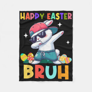 Happy Easter Bruh Bunny Dab Rabbit Dance Boys Kids Fleece Blanket