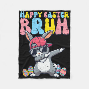 Happy Easter Bruh Bunny Dab Rabbit Dance Boys Kids Fleece Blanket
