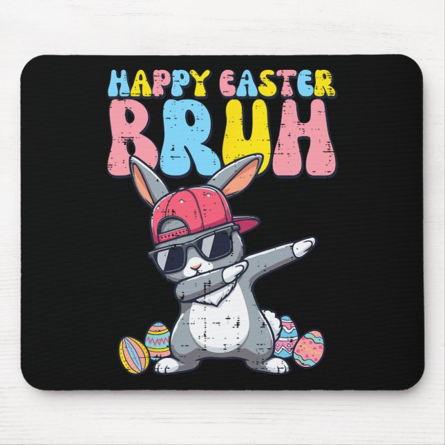 Happy Easter Bruh Bunny Dab Rabbit Dance Boys Kids Mouse Mat (Front)