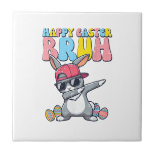 Happy Easter Bruh Bunny Dab Rabbit Dance Boys Kids Tile