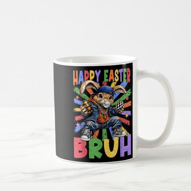 Happy Easter Bruh Bunny Rabbit Easter Egg Hunting  Coffee Mug (Right)