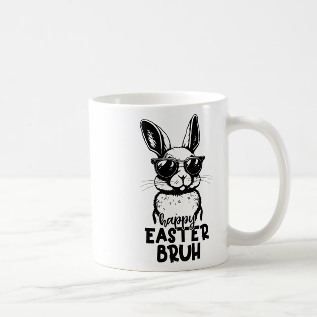 Happy Easter Bruh Funny Bunny Rabbit Easter Kids B Coffee Mug (Right)