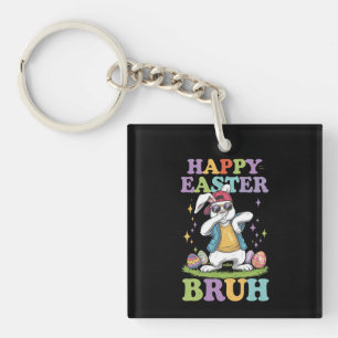 Happy Easter Bruh Funny Dabbing Bunny Rabbit Bro Key Ring