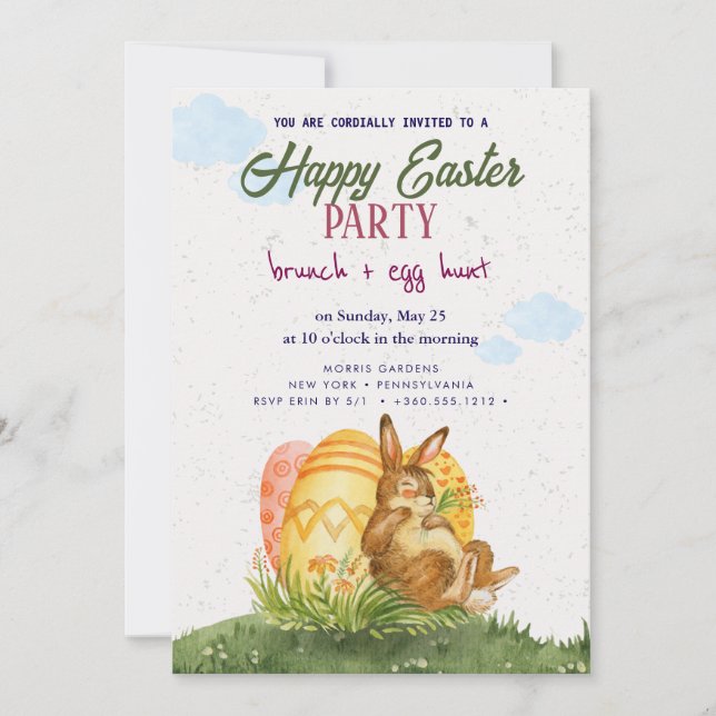 Happy Easter Brunch and Egg Hunt Invitation (Front)