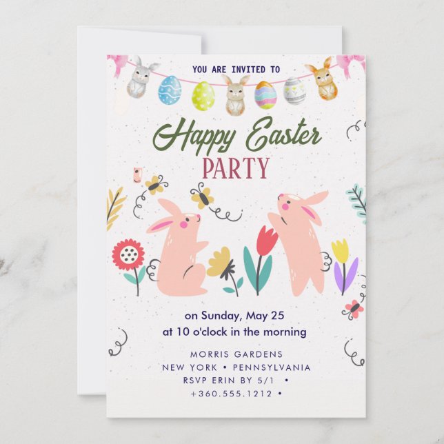Happy Easter Brunch and Egg Hunt Invitation (Front)
